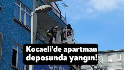 Kocaeli'nin İzmit ilçesinde apartmanın deposunda çıkan yangında mahsur kalan 2