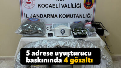 Kocaeli'de 5 adreste yapılan baskında çok sayıda uyuşturucu ele geçirildi,