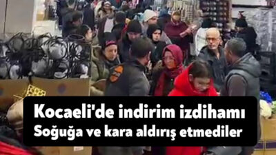 Kocaeli'de açılışı yapılan mağazanın indirim kampanyasını duyan vatandaşlar kapıda uzun