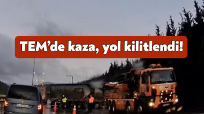 TEM otoyolu Kocaeli geçişinde tır makasladı. İstanbul yönü trafiğe kapanırken,