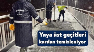 Kocaeli'de üst geçitlerde buzlanmaya karşı özel solüsyon ve tuzlama ile