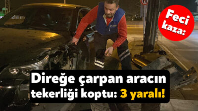 Kocaeli'nin Başiskele ilçesinde kontrolden çıkıp aydınlatma direğine çarpan otomobildeki 3
