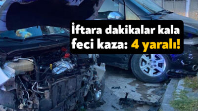 Kocaeli’nin Derince ilçesinde iftara dakikalar kala minibüs ile otomobilin kafa