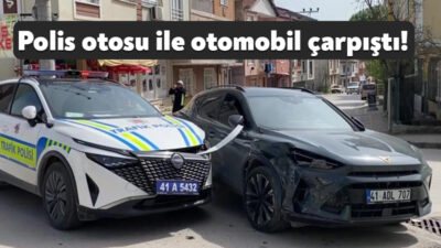 Kocaeli'nin İzmit ilçesinde polis otosu ile otomobil çarpıştı, kazada şans
