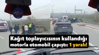 Kocaeli'nin İzmit ilçesinde otomobil ile çarpışan kağıt toplayıcısının kullandığı