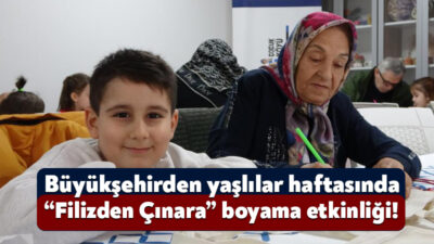 Kocaeli'de düzenlenen "Filizden Çınara" boyama etkinliğinde dedeler ve nineler, torunlarıyla