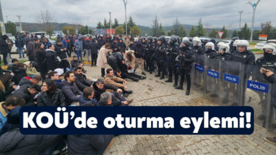 Kocaeli Üniversitesi’nde bugün öğle saatlerinde başlayan eylemlerde öğrencilerin yürüyüşüne emniyet