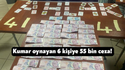 Kocaeli'nin Gölcük ilçesinde kahvehanede kumar oynayan 6 kişiye 55 bin