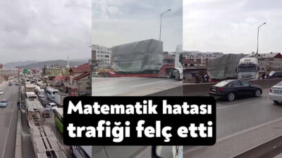 Kocaeli'nde tali yoldan ana yola çıkmak isteyen tırın dorsesi askıda