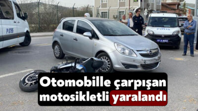 Kocaeli'nin İzmit ilçesinde yol kesişiminde otomobil ile çarpışan motosiklet