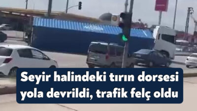 Kocaeli'nin Derince ilçesinde tali yoldan D100 Karayolu'na çıkmak isteyen tırın