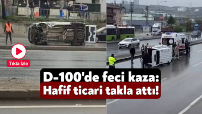 Kocaeli'nin Dilovası ilçesinde kontrolden çıkan hafif ticari araç takla attı.