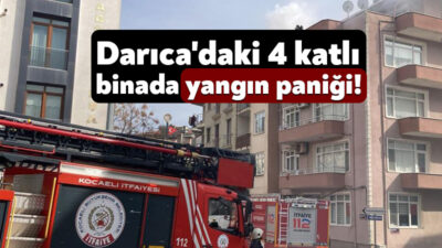 Kocaeli'nin Darıca ilçesinde 4 katlı binanın baca kısmında çıkan yangın,