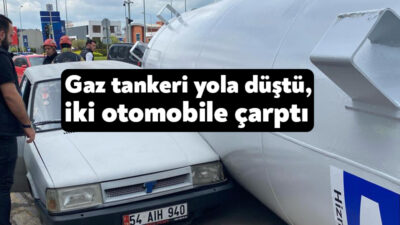 Kocaeli'nin Kartepe ilçesinde tırın dorsesinde taşınan boş gaz tankeri, yola