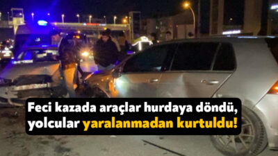 Kocaeli'nin İzmit ilçesinde kontrolden çıkan otomobil önce bariyere ardından başka