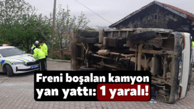 Kocaeli'nin Körfez ilçesinde büyük araç trafiğine kapalı olan yolda freni