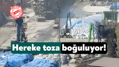 Kocaeli’de faaliyetlerini sürdürmekte olan Nuh Çimento Şirketi’nin oluşturduğu toz bulutu