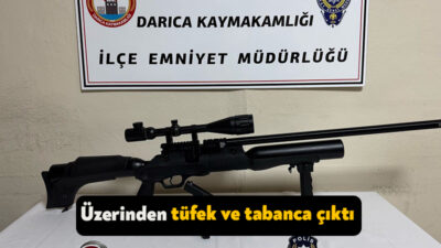 Kocaeli'de 19 yaşındaki şahsın üzerinde yapılan aramada havalı tüfek ve