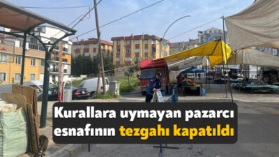 Gebze Belediyesi Zabıta Müdürlüğü ekipleri, semt pazarı kurallarına uymayan esnafın