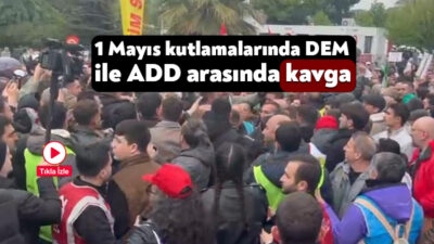 Kocaeli'de 1 Mayıs kutlamaları sırasında DEM Partililer ile Atatürkçü Düşünce