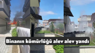 Kocaeli'nin Darıca ilçesinde bir binanın kömürlüğü alev alev yandı. Yangında