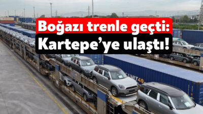 Türkiye'ye getirilen otomobiller, boğazı trenle geçerek Köseköy Lojistik Merkezi'ne ulaştırıldı.