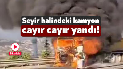 Kocaeli’nin Gebze ilçesinde seyir halindeki hafriyat kamyonu alevlere teslim oldu.