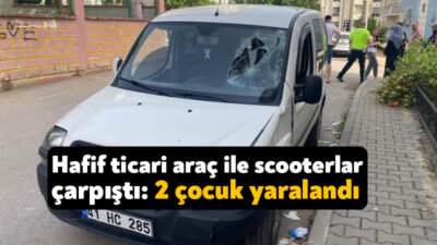 Kocaeli'nin Körfez ilçesinde arka arkaya scooter'a binen 2 çocuk, hafif