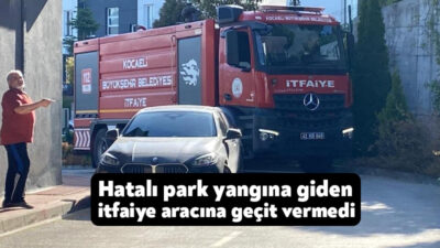 Kocaeli'nin İzmit ilçesinde yangın ihbarına giden itfaiye ekipleri, bir otomobilin