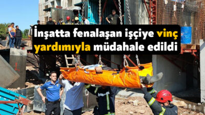Kocaeli'de inşaatta fenalaşarak yere yığılan işçi, itfaiye ekipleri tarafından vinç