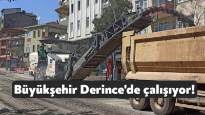 Büyükşehir Belediyesi, hummalı bir çalışma yürüttüğü Derince Denizciler Caddesi’nde altyapı