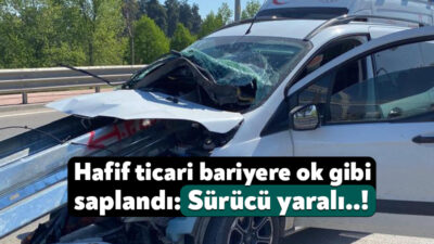 Kocaeli'nin Kartepe ilçesinde kontrolden çıkan hafif ticari aracın bariyere çarpması