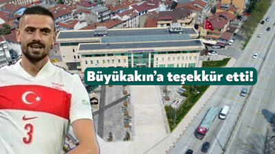 Milli futbolcumuz Merih Demiral, Karamürsel’de adının verildiği meydan için Kocaeli