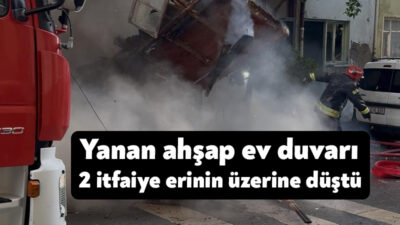 Kocaeli'nin Darıca ilçesinde bitişik ahşap evlerde çıkan yangında sırasında yanan