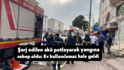 Kocaeli'nin Derince ilçesinde evde şarj edilen bisiklet aküsü patlayarak yangına