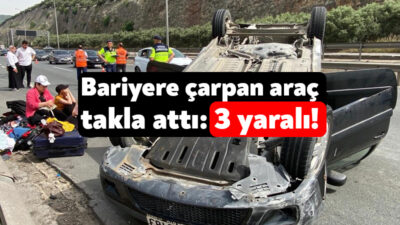 TEM Otoyolu Kocaeli geçişinde kontrolden çıkan hafif ticari araç,
