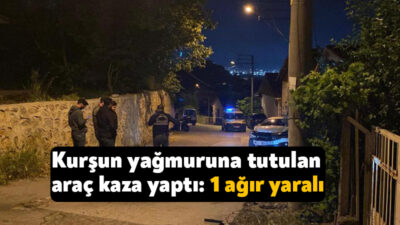 Kocaeli'nin İzmit ilçesinde kurşun yağmuruna tutulan otomobil kaza yaparak durabildi.