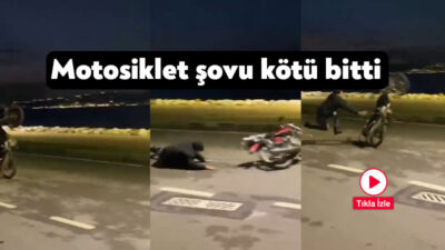 Kocaeli'nin Karamürsel ilçesinde motosikletin önünü kaldıran genç, dengesini kaybederek yere