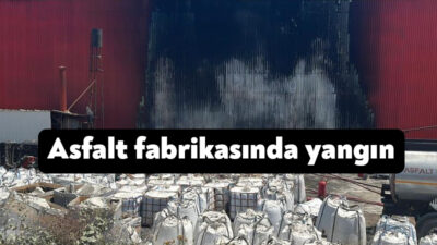 Kocaeli'nin Gebze ilçesinde bir asfalt fabrikasında çıkan yangına itfaiye ekipleri