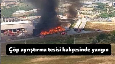 Kocaeli'nin Gebze ilçesinde çöp ayrıştırma tesisi bahçesinde yangın çıktı. Çıkan