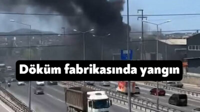 Kocaeli'nin Gebze ilçesinde döküm fabrikasında çıkan yangın sebebiyle gökyüzü siyah