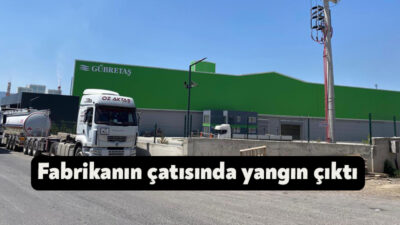 Kocaeli'nin Körfez ilçesinde bulunan Gübretaş Fabrikası'nın çatı kısmında, taşıyıcı bant