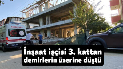 Kocaeli'nin Kartepe ilçesinde inşaat halindeki binanın 3. katından demirlerin üzerine