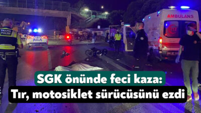 Kocaeli'nin İzmit ilçesinde geçmek istediği tıra takılarak düşen motosiklet sürücüsü,