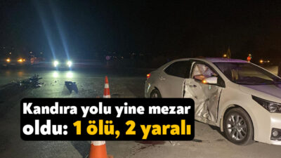 Kocaeli’nin İzmit ilçesinde, otomobille motosikletin çarpışması neticesi 1 kişi öldü,