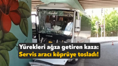 Kocaeli'nin İzmit ilçesinde seyir halinde olan servis aracı, köprü ayağına