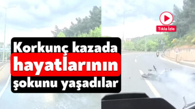 Kocaeli'de kanalizasyonun taşarak suların yola akması neticesi meydana gelen kazada