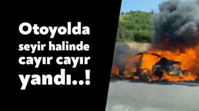 Kocaeli Körfez Kuzey Marmara Otoyolu’nda seyir halinde olan bir araç