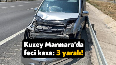Kuzey Marmara Otoyolu'nun Kocaeli geçişinde hafif ticari aracın bariyere