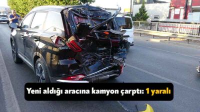 Kocaeli D-130 Karayolu'nda yeni alınan ve ambalajları dahi sökülmeyen araca